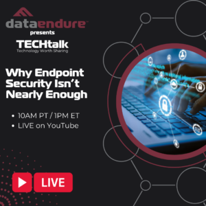 Tech Talk Title: Why Endpoint Security Isn't Nearly Enough. Abstract image of a network.