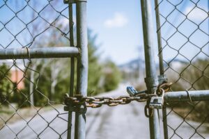 Chain link fence with lock